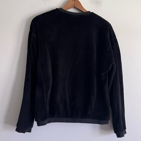 Athleta Big Girl Great 2.0 Velour Sweatshirt Black Plush Soft Long Sleeve Crew - Picture 2 of 7